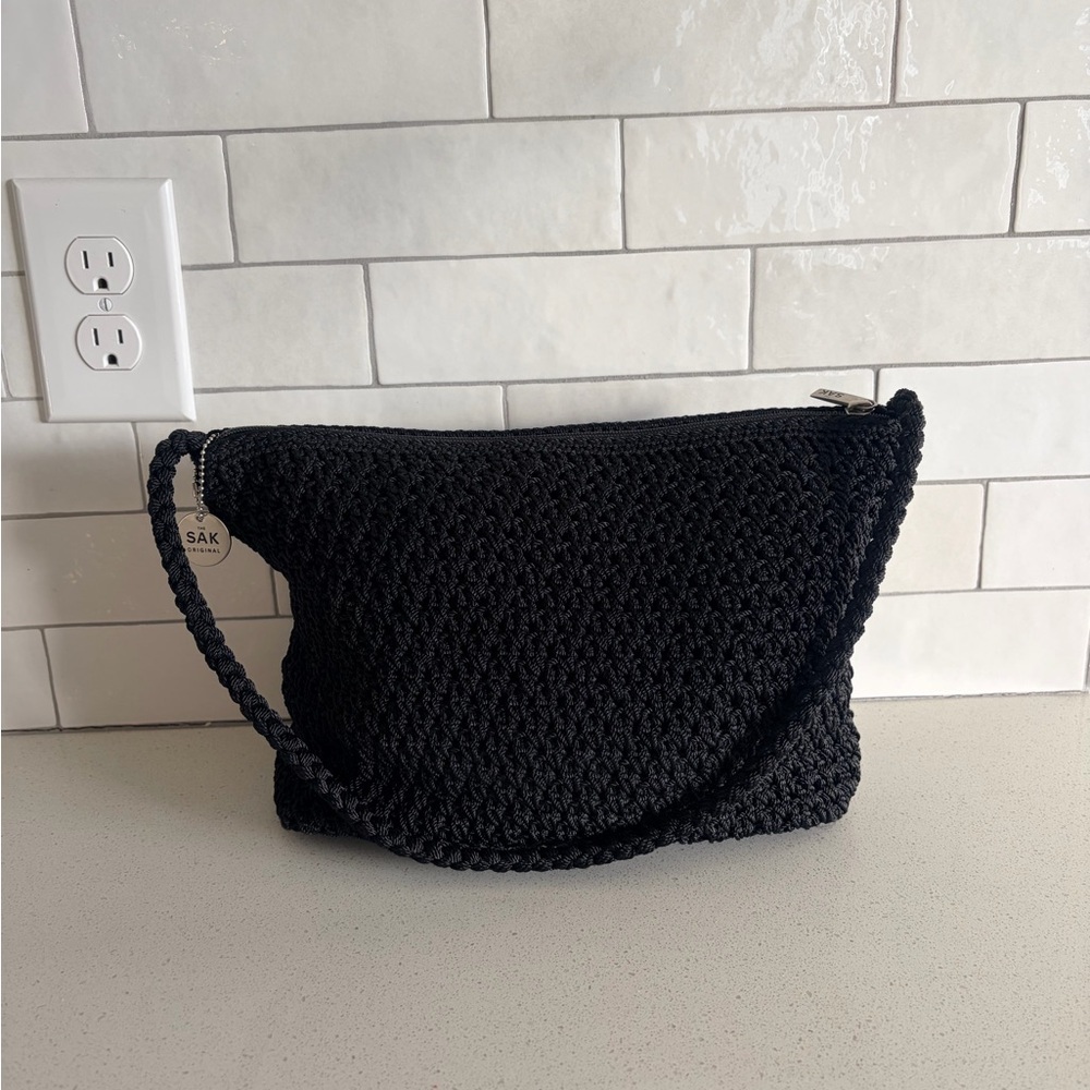 The Sak Classic Black Knit Shoulder Bag